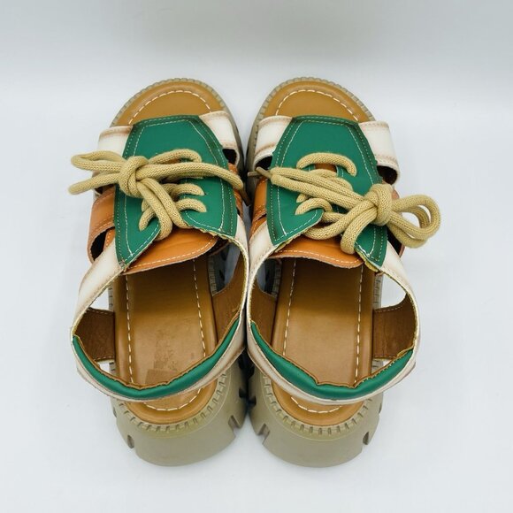 Cooer Shoes Womens Size 8-8.5 EU39 Lace Sandal Platform Chunky Heel Y2K Huarache - Picture 9 of 12